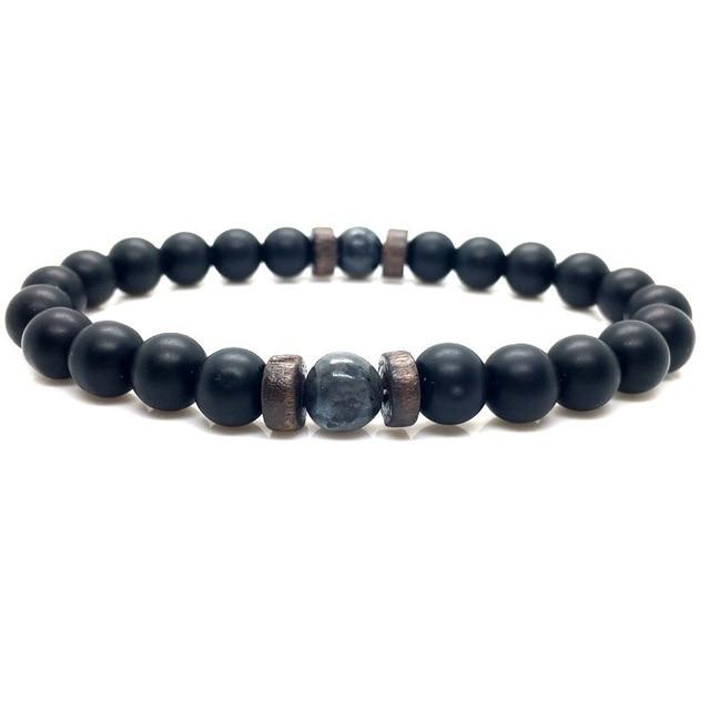 Men's Bracelet Natural Moonstone Lava Stone Bead Bracelet