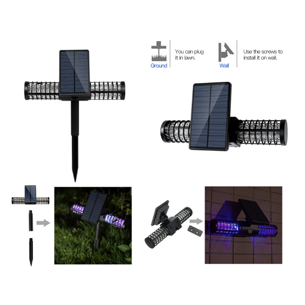 Solar Powered Mosquito Killer Lamp for Outdoors feat. Waterproof LED Light