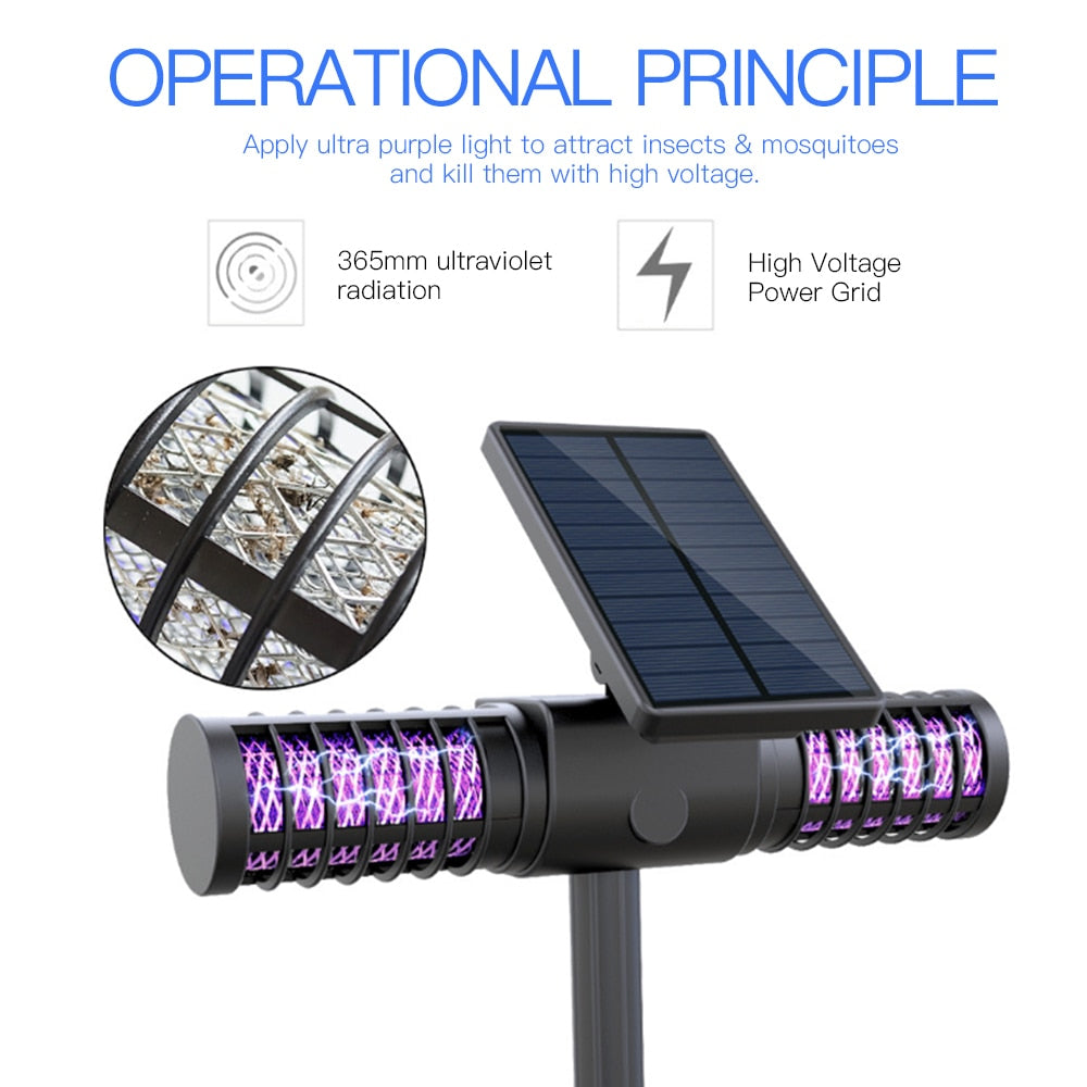 Solar Powered Mosquito Killer Lamp for Outdoors feat. Waterproof LED Light