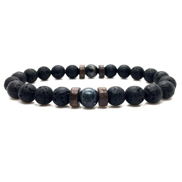 Men's Bracelet Natural Moonstone Lava Stone Bead Bracelet