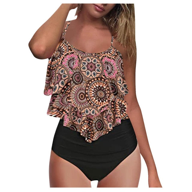 2021 Womens High Waisted 2 Piece Swimsuit