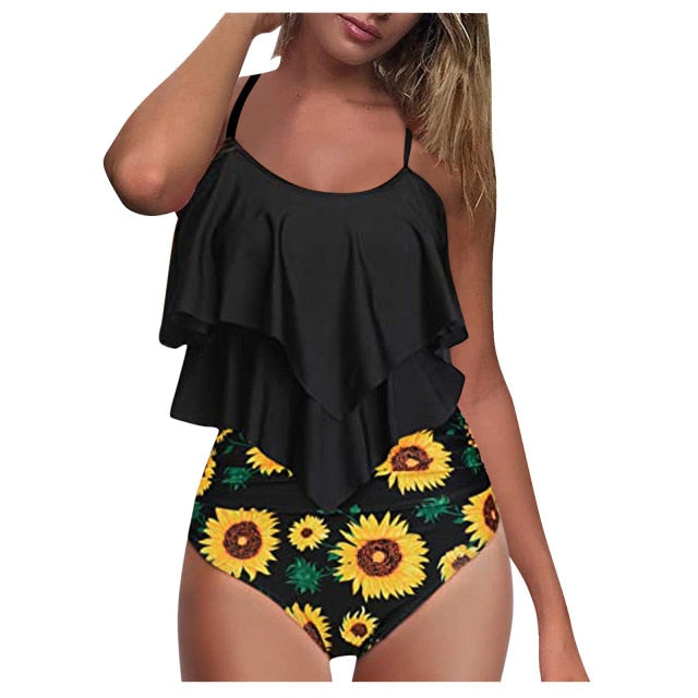 2021 Womens High Waisted 2 Piece Swimsuit