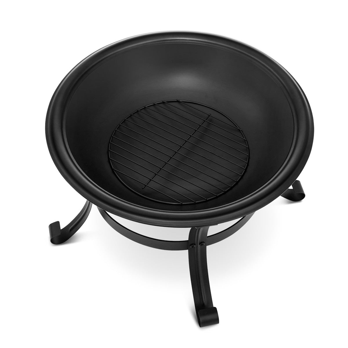 Outdoor Fire Pit - Wood Burning Steel BBQ Grill Bowl with Mesh cover