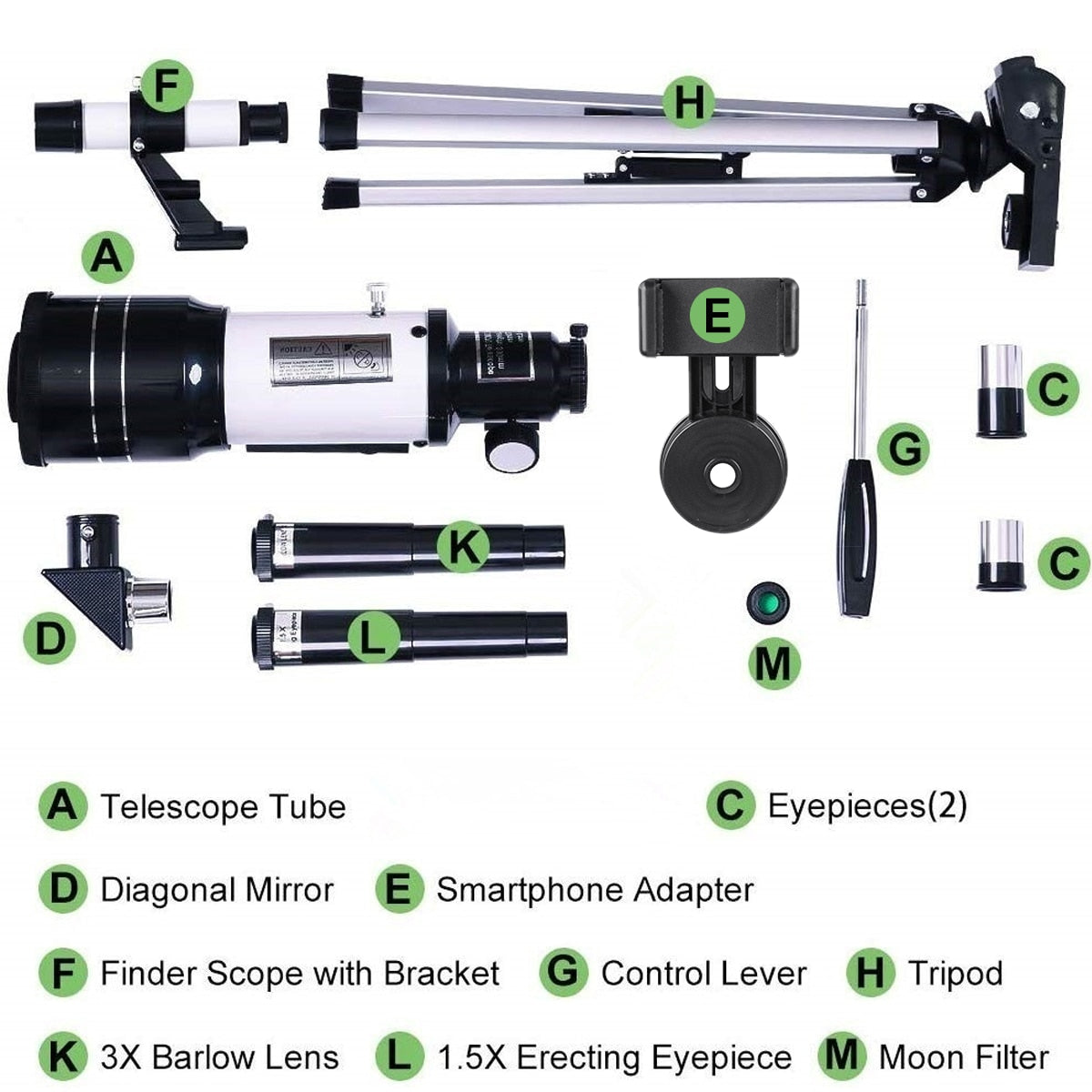 Visionking Refraction Astronomical Telescope With Portable Tripod