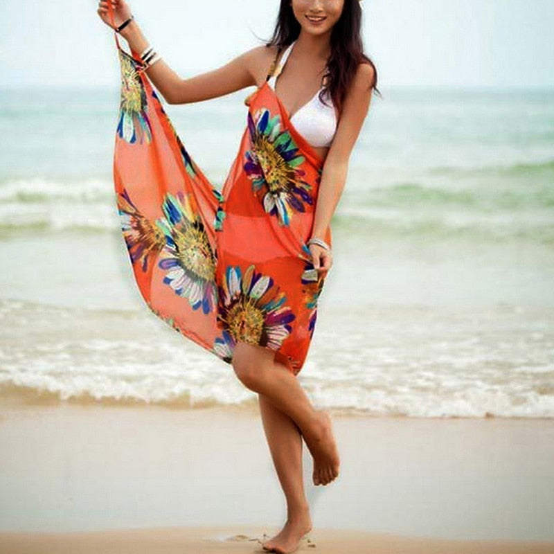 2021 Printed Cover-ups Sexy Summer Beach Dress