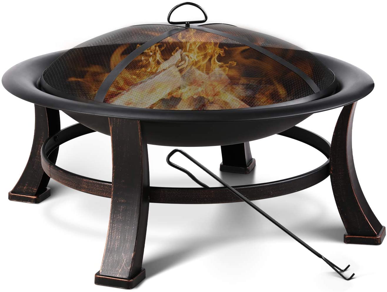 30'' Patio Fire Pit with BBQ Grill Bowl