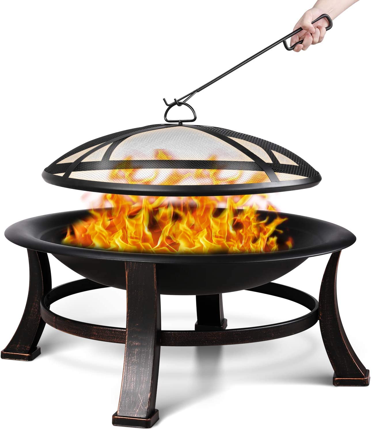 30'' Patio Fire Pit with BBQ Grill Bowl