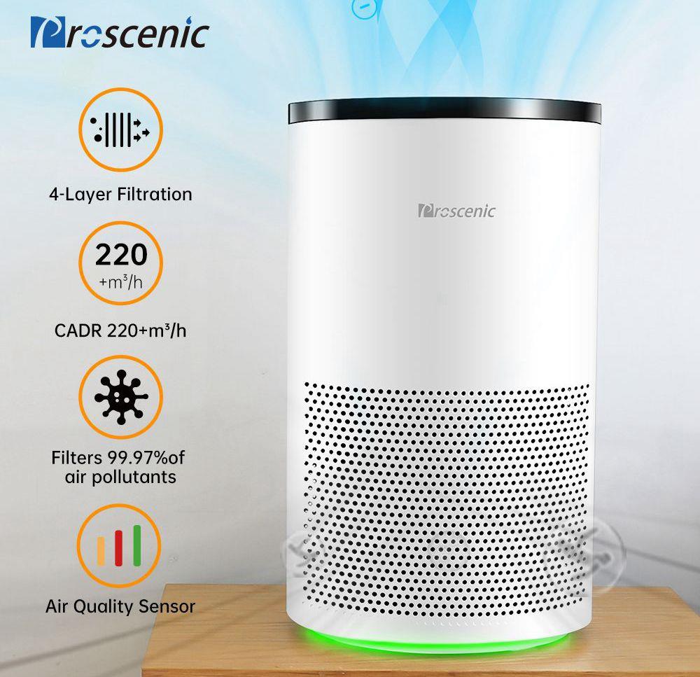 Proscenic A8 Air Purifier for Home with H13 True HEPA Filter and Smart Control